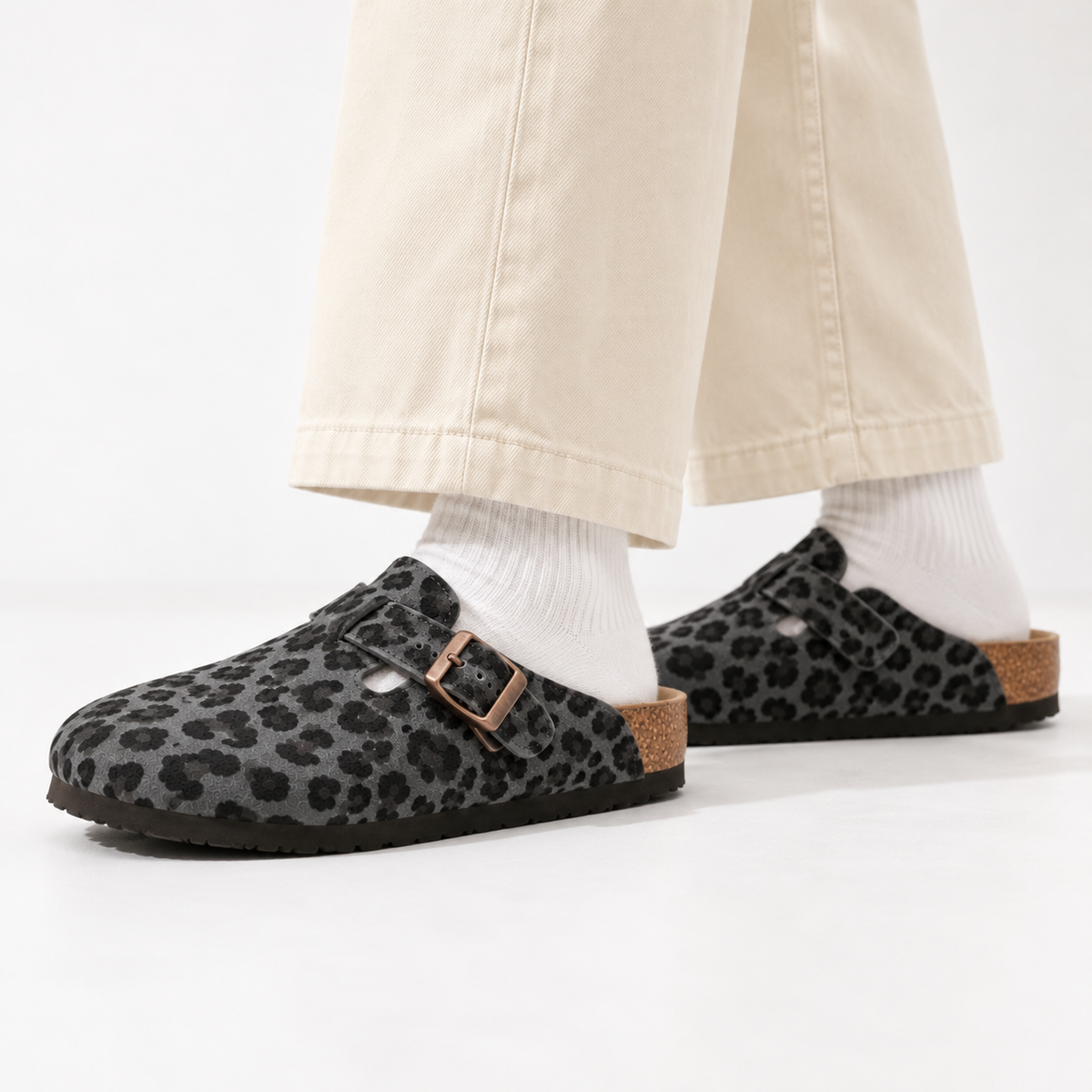 Leopard Suede Clogs